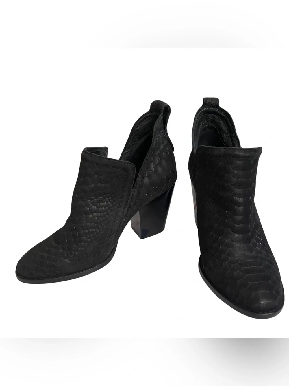Jeffrey Campbell ROWLAN Snakeskin Embossed Ankle Boots in Black